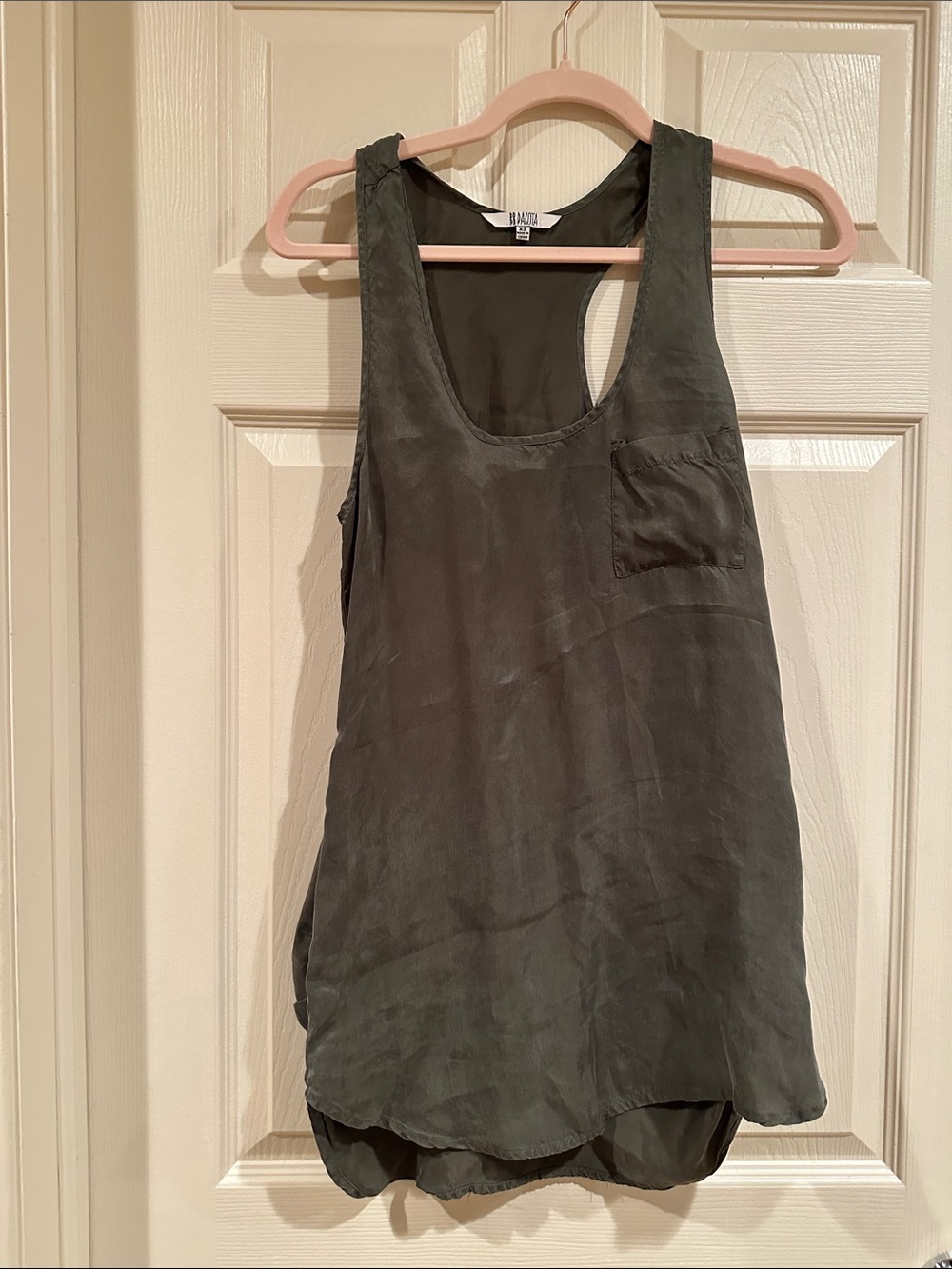 BB Dakota Olive Green Racerback Silk-Blend Tank